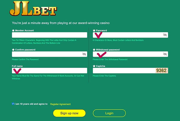 How to register on JLbet