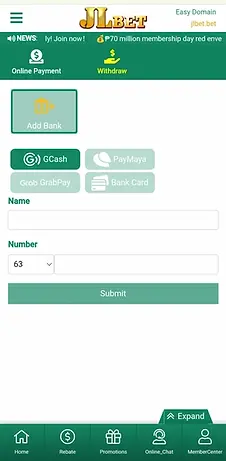 Withdraw on JLBet - Step 2