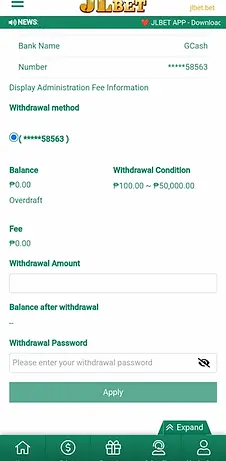 Withdraw on JLBet - Step 3